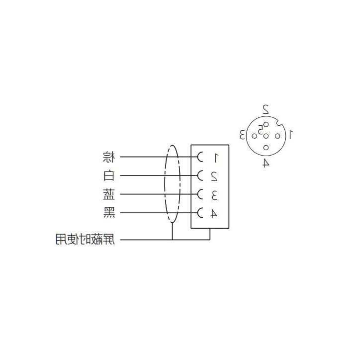 M12 4Pin、母头直型、法兰插座、板前安装、适用于现场焊接安装、64SA01H